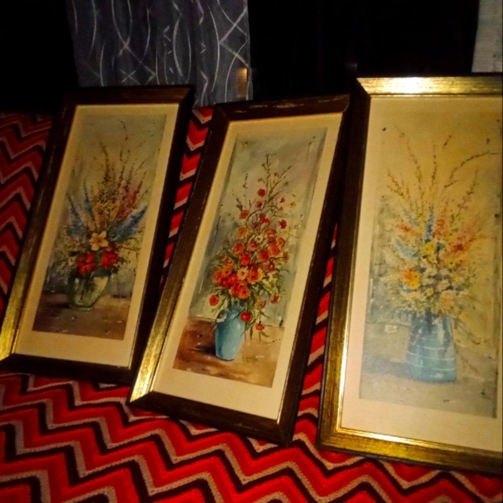 3 Florentia Print Replicas Flowers and Vases